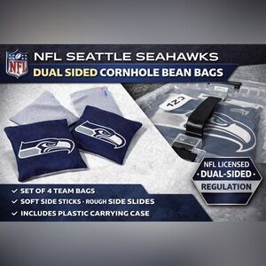 NFL Seattle Seahawks Cornhole Bean Bags Dual Sided Regulation color blue